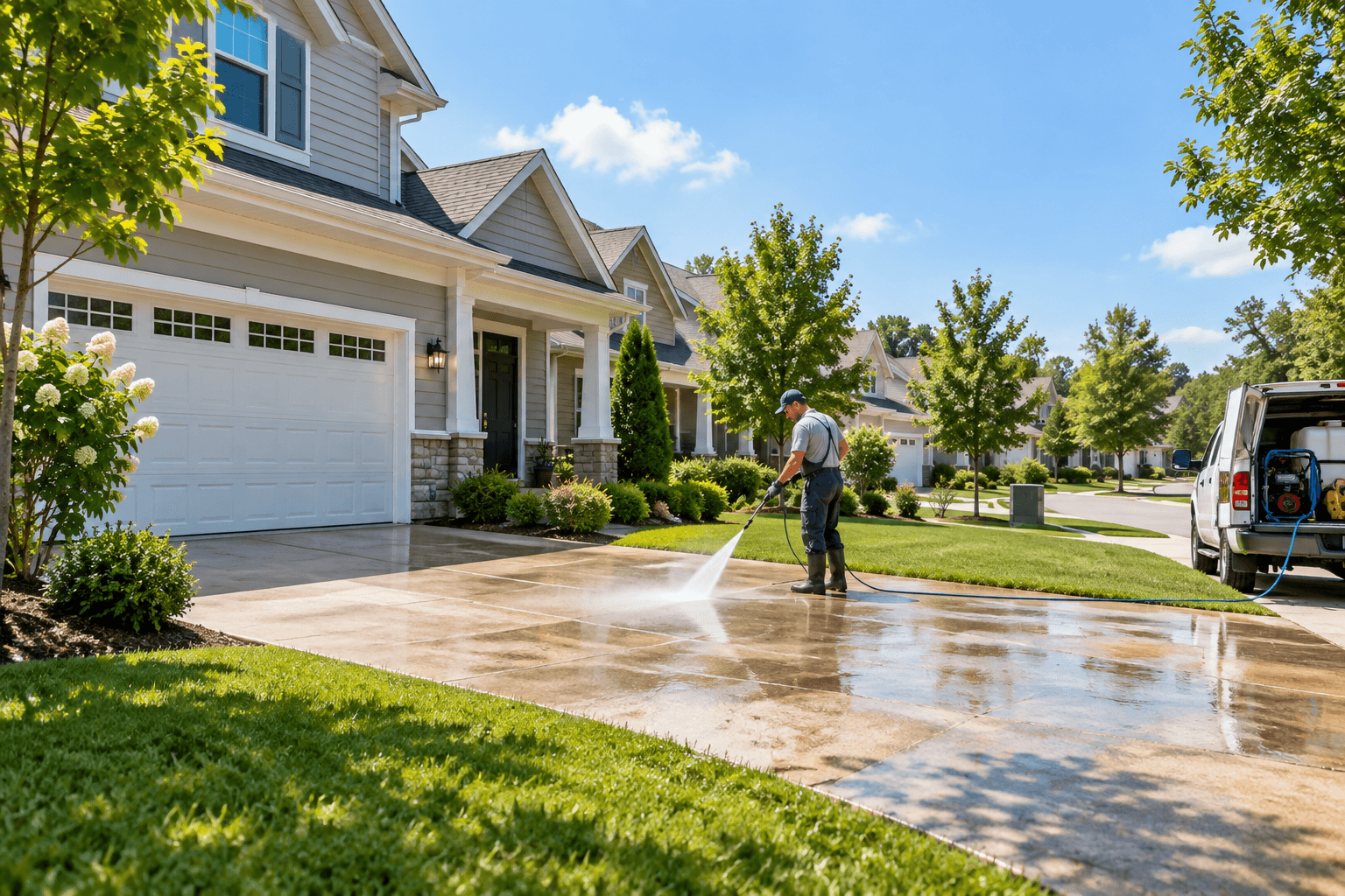 A home-service provider working in a neighborhood